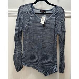 Marled Reunited Open Knit Sweater Womens Size Medium Blue Asymetrical Hem NEW